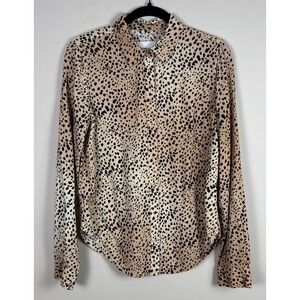 PISTOLA Cheetah Print Button‎ Down Long Sleeve Shirt Top Size S